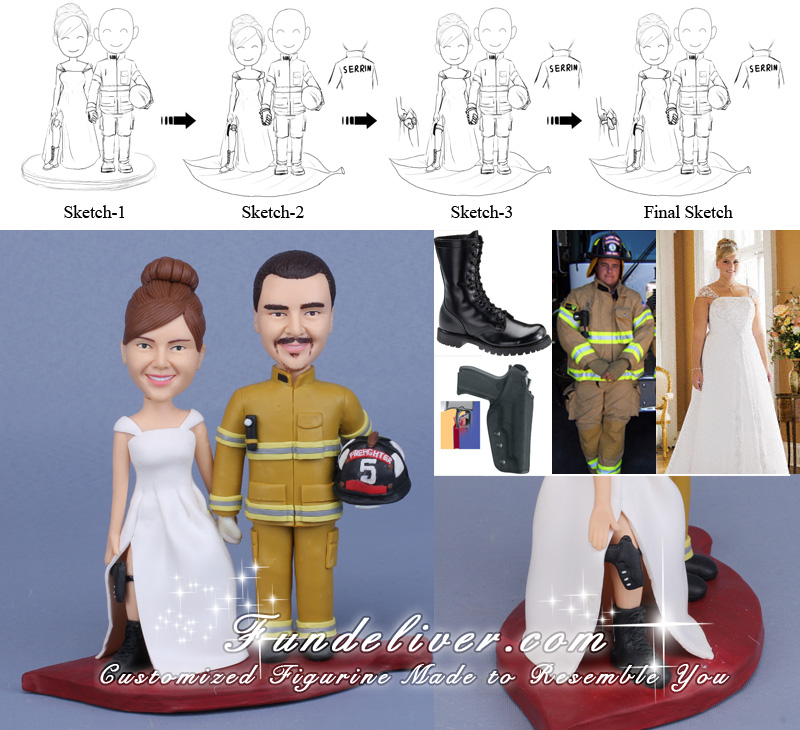 Firefighter Wedding Cake Toppers